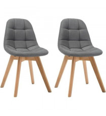 ANYA Lot de 2 chaises de salle a manger - Style scandinave - Tissu gris - L 44 x P 50 x H 84 cm