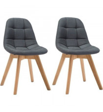 ANYA Lot de 2 chaises de salle a manger - Style scandinave - Tissu gris foncé - L 44 x P 50 x H 84 cm