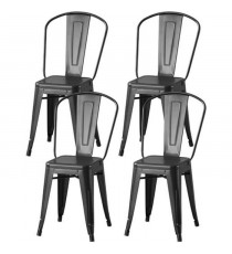 Lot de 4 chaises en métal noir - L 44 x P 45 x H 85 cm - DARA