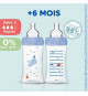 DODIE Lot de 3 Biberons Anti-Colique Sensation+ 330ml +6 Mois, Tétine Plate, Débit 3 - Bleu Mer et Vert Air