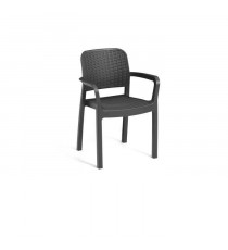 Lot de 6 fauteuils de jardin en résine aspect rotin tressé gris graphite - Allibert by KETER Bella