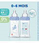 Lot de 3 Biberons Anti-Colique Sensation+ 270ml, 0-6 Mois, Tétine Plate, Débit 2 - Bleu Mer et Vert Air