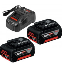 Set 2 batterieS Bosch Professional GBA 18V 5,0Ah + Chargeur GAL 1880 CV  - 1600A00B8J