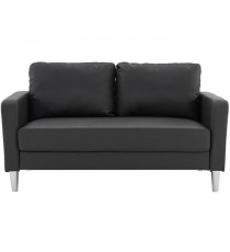 Canapé 2 places - Simili Noir - Style essentiel - L 150 x P 80 x H 85 cm - KENT