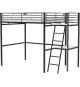 Lit mezzanine avec bureau en métal époxy - Noir - Sommier inclus - 140x190 cm - OXFORD