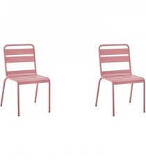 Lot de 2 chaises de jardin - Acier - Rose