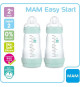 MAM Lot 2 Biberon Easy Start Anti-colique Nature - 260 ml - Aqua
