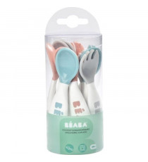 BEABA Set premiers couverts, ergonomiques, 6 cuilleres et 4 fourchettes, prise en main facile pour bébé, adaptés a tous