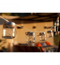 LUMIJARDIN Guirlande solaire d'extérieur 10 bocaux en verre - Avec micro LED