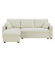 Canapé d'angle fixe + 2 coussins - 3 places - Tissu Beige - L 228 x P 148 x H 86 cm - OWENS