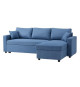 Canapé d'angle réversible convertible grand couchage + coffre - Tissu Bleu- L 228 x P 148 x H 86 cm - OWENS