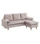 Canapé d'angle fixe réversible - Pieds bois et doré - Tissu rose - L 194 x P 139 x H 83 - NEW YORK