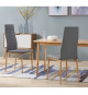 LAUREATE Lot de 6 chaises de salle a manger en métal effet bois - Tissu gris chiné - Contemporain - L 44 x P 43 cm