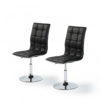 LEAF Lot de 2 chaises de salle a manger - Simili gris - Contemporain - L 42 x P 46,5 cm