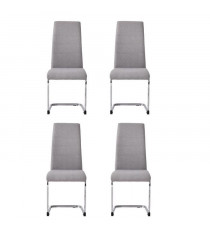 JANE Lot de 4 chaises - Tissu gris - Pied chromé - L 42 x P 56 x H 99 cm