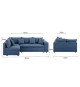 Canapé d'angle a gauche convertible + coffre de rangement + 4 coussins - Tissu Bleu - L 250 x P 163 x H 88 cm - OWENS