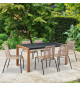 Table a manger de jardin - Acier thermolaqué + Pieds en bois + Trivanite - 162 x 80 x 74 cm