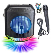 INOVALLEY HP74BTH - Enceinte lumineuse karaoké Bluetooth 20W - Lumiere LED multicolore - Port USB, Radio FM, Entrée micro, Au…