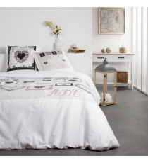 TODAY Parure de lit Coton 2 personnes - 220x240 cm - Imprimé Blanc Eden