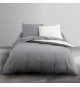 TODAY Parure de lit Coton 2 personnes - 240x260 cm - Bicolore Gris et Blanc Camille