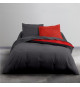 TODAY Parure de lit Coton 2 personnes - 240x260 cm - Bicolore Gris et Rouge Alix