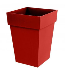 EDA Pot de fleur mi-haut carré Toscane - 39 x 39 x H 53 cm - 51 L - Rouge rubis