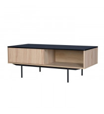MEMPHIS Table Basse 1 tiroir - Décoir bois et noir