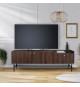 Meuble TV 2 portes 1 tiroir - Décor noyer et Pieds en métal L150 x P 39,5 x H 50 cm - LODGE - L