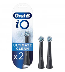 Oral-B iO Ultimate Clean Brossettes de Rechange, Brosse a Dents Électrique, Elimination de la plaque dentaire, Noir, Pack de 2