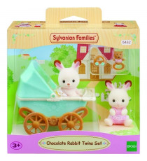 SYLVANIAN FAMILIES - 5432 - Les jumeaux lapin chocolat et poussette double - les meubles