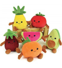 JEMINI Fruity 's cagette de 6 peluches toutes douces fruits et légumes +/- 17 cm