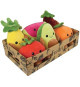 JEMINI Fruity 's cagette de 6 peluches toutes douces fruits et légumes +/- 17 cm