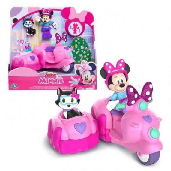 Minnie, Véhicule avec 1 figurine 7,5 cm et 1 accessoire, Modele Scooter avec Side-Car, Jouet pour enfants des 3 ans, MCN182