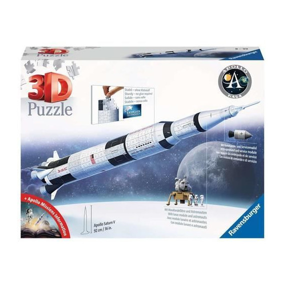 Puzzle 3D Fusée spatiale Saturne V - Ravensburger - 440 pieces - NASA - A partir de 8 ans