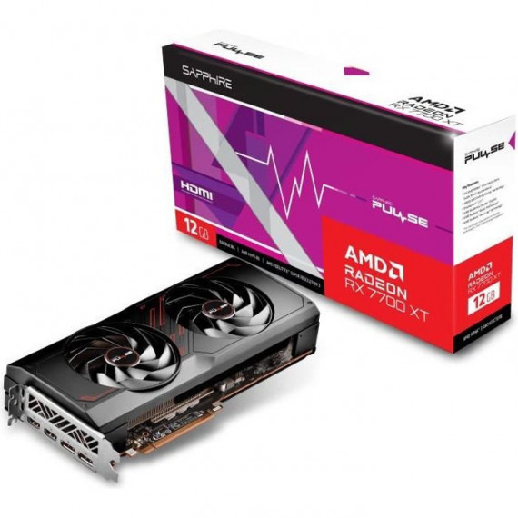 SAPPHIRE - Carte Graphique - PULSE AMD RADEON RX 7700 XT GAMING 12GB - GDDR6 - DUAL HDMI / DUAL DP