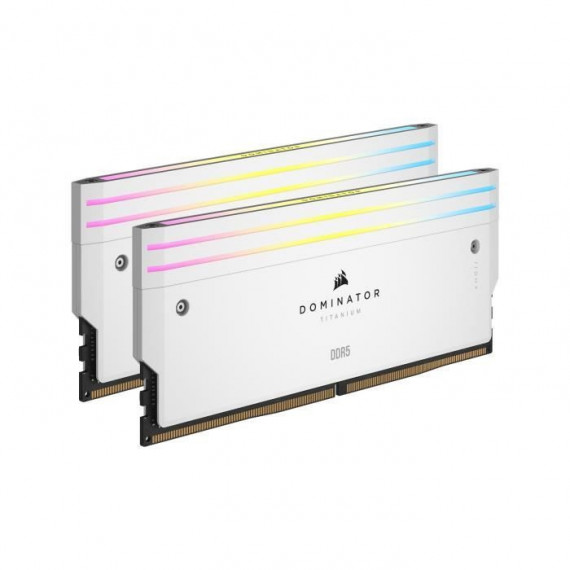 Mémoire RAM - CORSAIR - Dominator Titanium RGB DDR5 - 32GB 2x16GB DIMM - 6400MT/s - Intel XMP 3.0  - 1.40V - Blanc (CMP32GX5M…