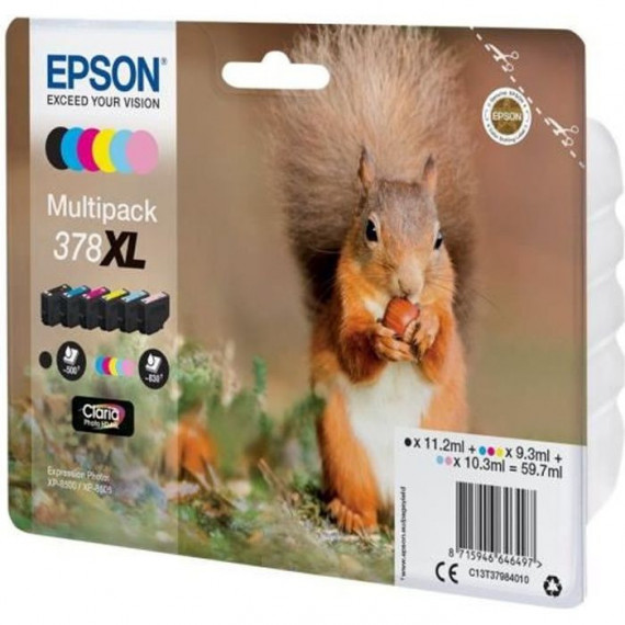 EPSON Multipack 378 XL - Ecureuil - Noir, Jaune, Cyan, Magenta, Magenta clair, Cyan clair (C13T37984010)