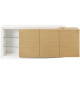 Buffet VIRGOS - Décor chene naturel et blanc - 3 portes + LED - Style contemporain - L 190 x P 45 x H 79 cm