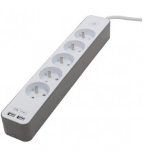CHACON Bloc multiprise 5 prises 16 A avec 2 ports USB et câble 1,5 m HO5VV-F 3x1,5 mm² blanc et brun