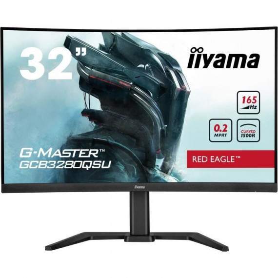 Ecran PC Gamer - IIYAMA - G-Master Red Eagle - GCB3280QSU-B1 - 31,5 WQHD - 0,4ms - 165Hz - HDMI / DisplayPort - FreeSync premium