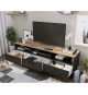 Ensemble Meuble TV+Table basse OXFORD - Style industriel - Mélaminé chene noir - Table Basse: L110xP55xH40 - Meuble Tv: L159x…