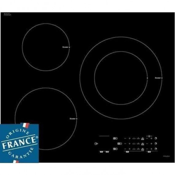 Table de cuisson induction - SAUTER - 3 zones - 7200 W - L60 x P52 cm - Revetement verre - Noir - SPI6300