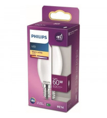 Ampoule LED PHILIPS Non dimmable - E14 - 60W - Blanc Chaud