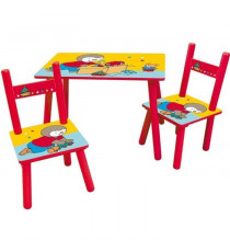 T'CHOUPI Table rectangulaire 41,5x61x42 cm + 2 chaises 49,5x31x31,5cm