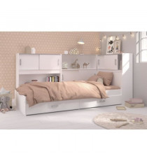 PARISOT SCOOP Lit Enfant l90x L200 cm avec 3 meubles de rangement - Contemporain - Décor blanc