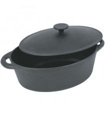 CREALYS GOURMET Cocotte ovale en fonte d'acier émaillée - L 37 cm - 9 L - Noir - Tous feux dont induction