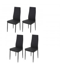 Lot de 4 chaises - Simili noir - L 42 x P 49 x H 97 cm - JIM