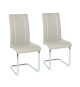 Lot de 2 chaises - Simili gris clair - Pieds en métal - L 44 x P 56 x H 101 cm - GASPARD