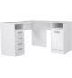 TOLEDE Bureau d'angle 1 porte 4 tiroirs - Décor papier blanc - L 125 x P 125 x H 75 cm