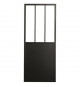 OPTIMUM - Kit porte coulissante + rail + bandeau Atelier - H 204 x L 93 x P 4 cm - Noir verre transparent